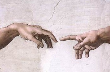 Famous rendering of God's hand reaching out in creation