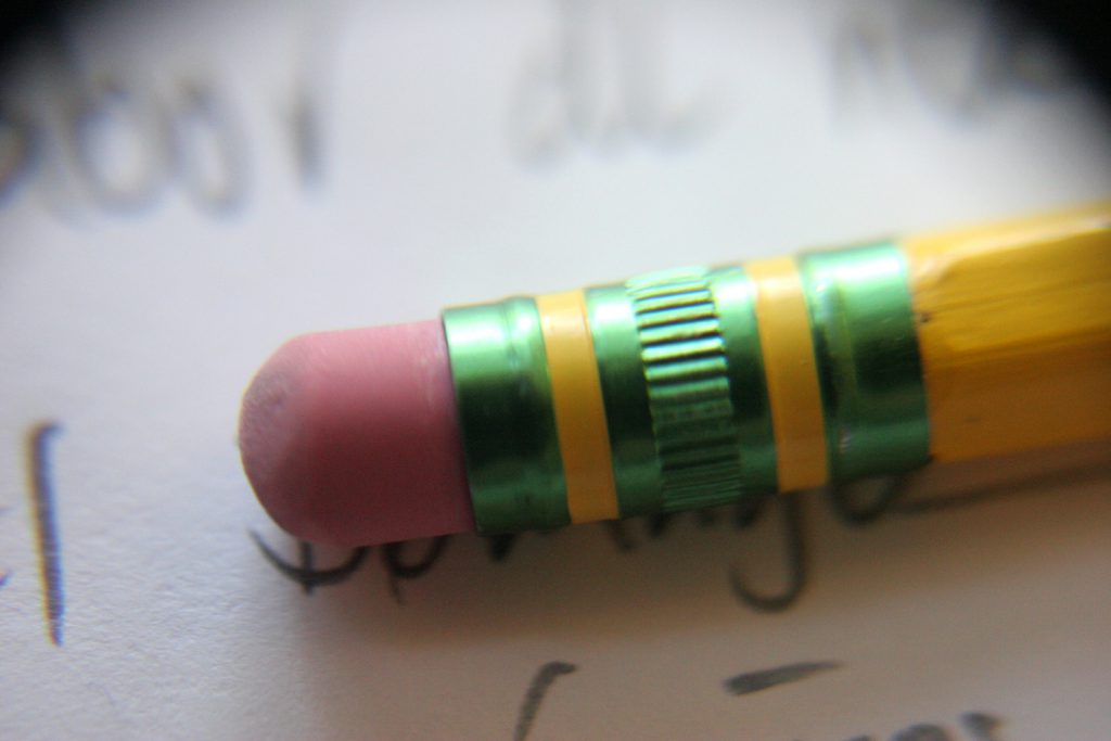pencil eraser on yellow pencil