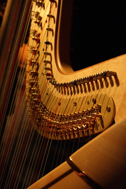 harp against black background