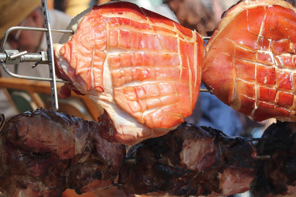 barbequed meat on a skewer