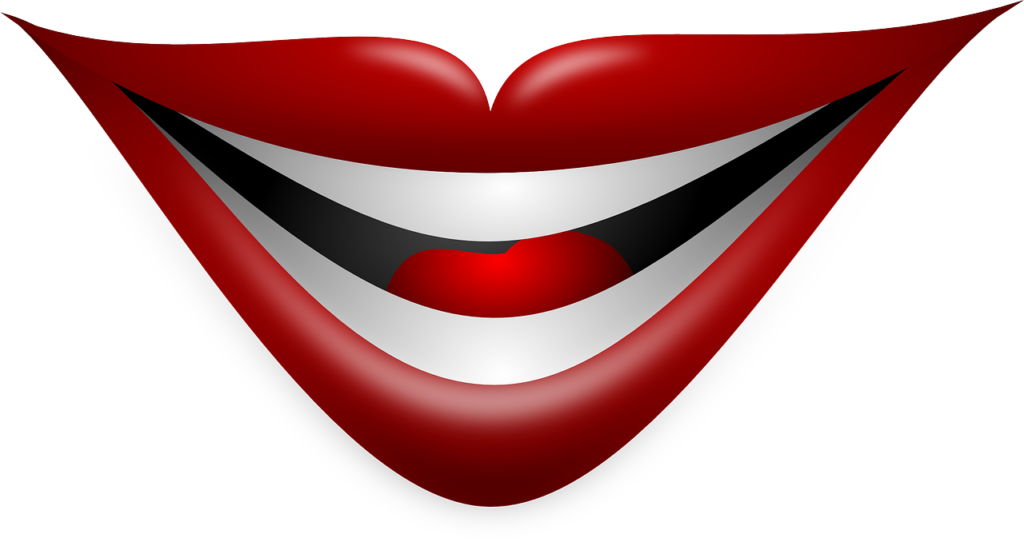 animated smiling mouth with red lips