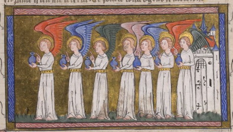 artistic depiction of robed holy people following each other in a row