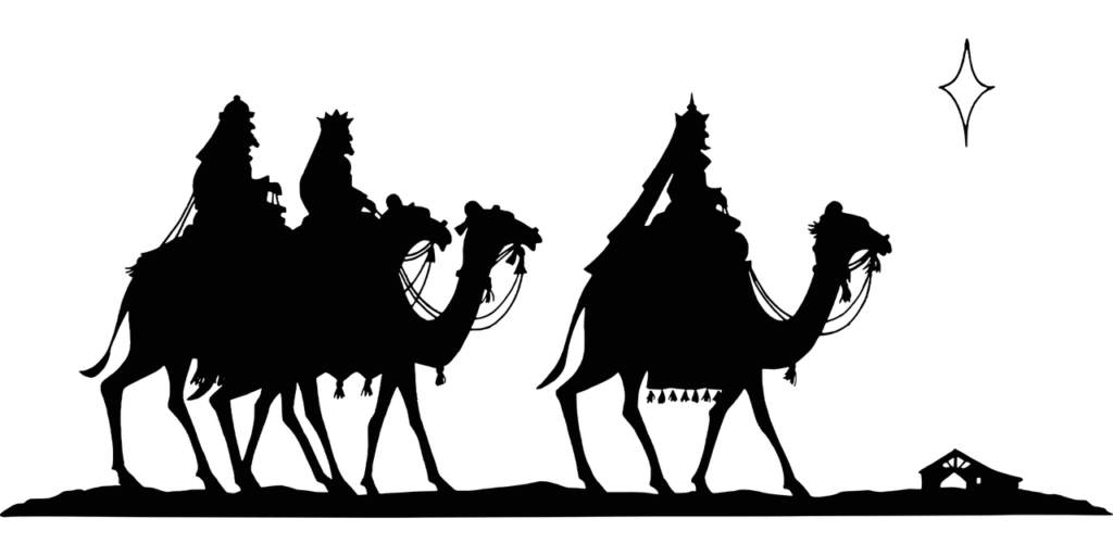 wise men on camels following star