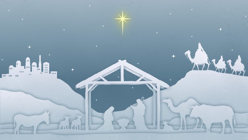 Nativity scene with animals