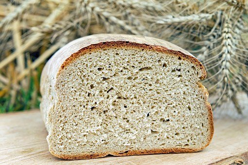 loaf of bread with wheat in the background