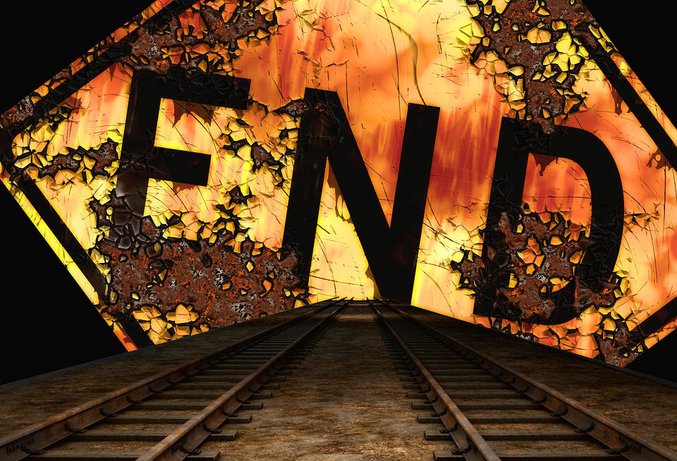the word END with road and fire around it