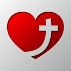 cross inside a red heart