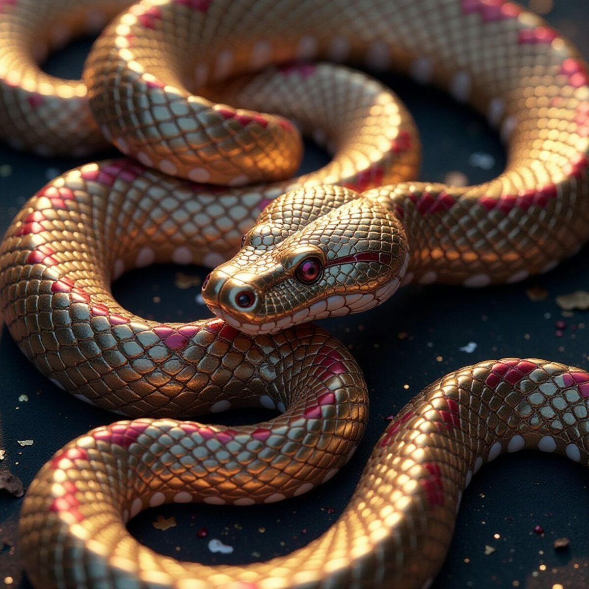 a gold snake slithering